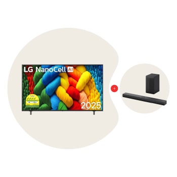 LG 65 Inch LG NanoCell AI NANO80 4k Smart TV Bundle with Soundbar S70TY, NANOSBAR.PTO16