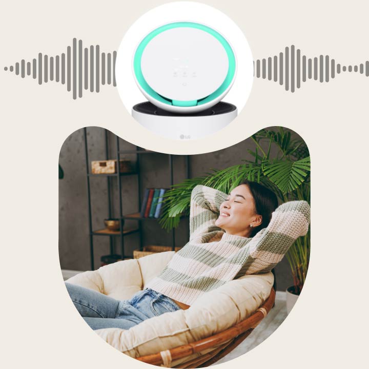 LG air purifier with brightness sensor and sleep mode, lowering noise and dimming light for restful sleep