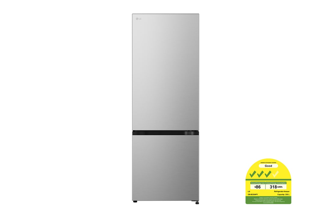 LG 335L Bottom Freezer Refrigerator with Smart Inverter Compressor in Prime Silver, GB-B3354PY