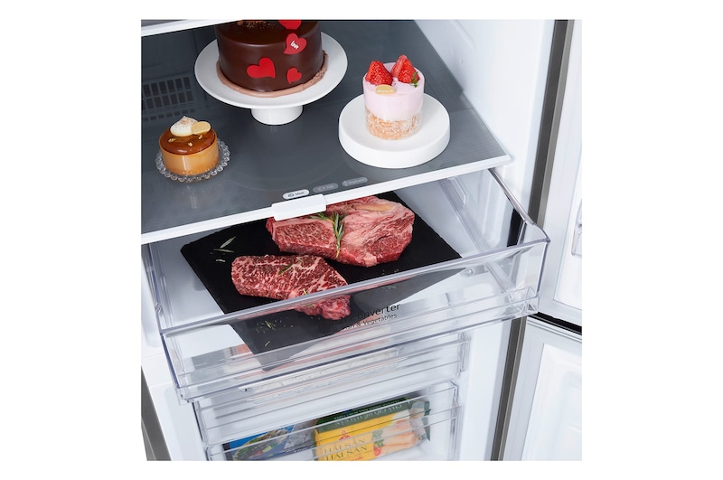 LG 335L Bottom Freezer Refrigerator with Smart Inverter Compressor in Prime Silver, GB-B3354PY