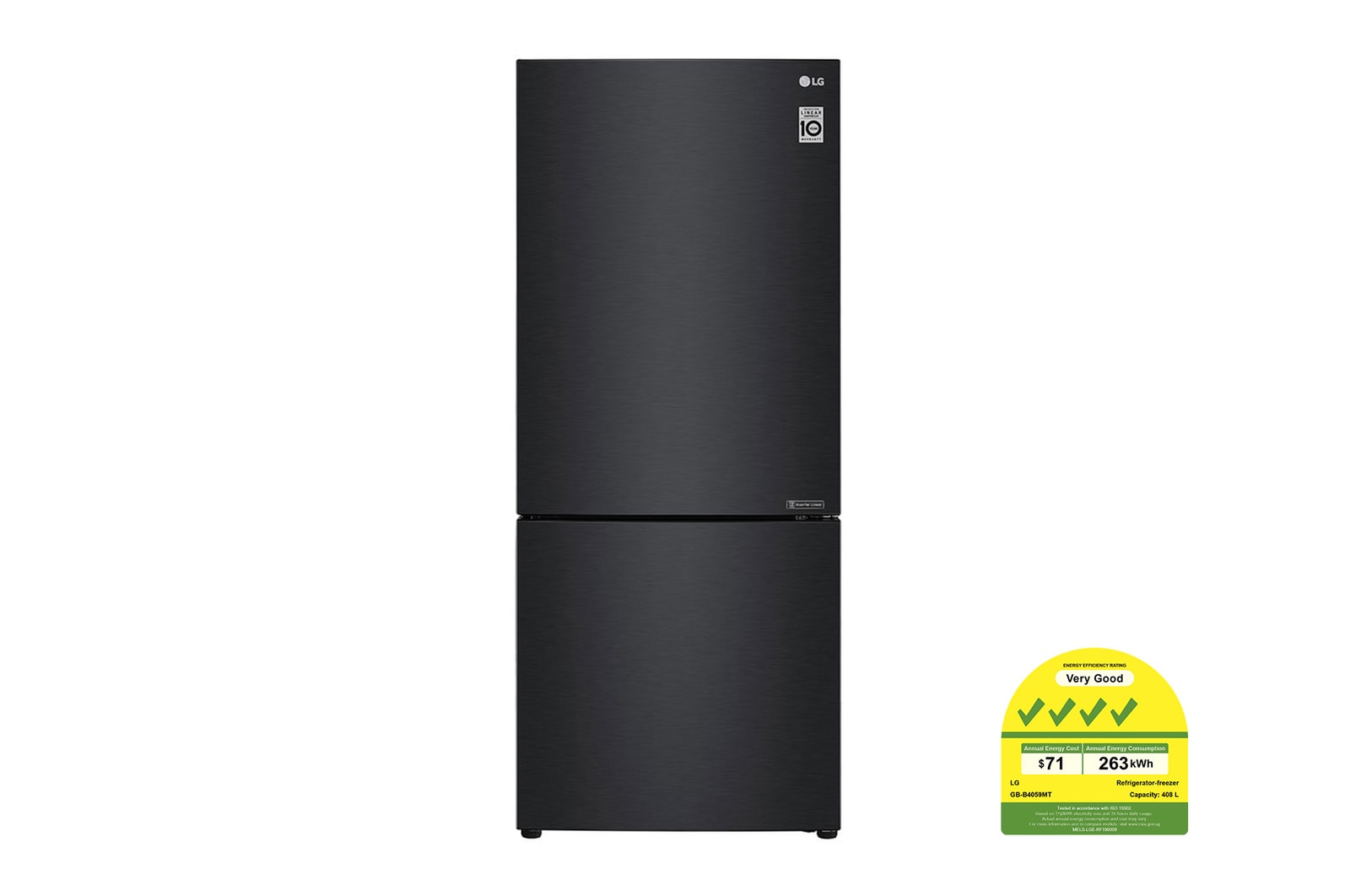 LG 408L Bottom Freezer Refrigerator with Smart Inverter Compressor™ in Matte Black, GB-B4059MT