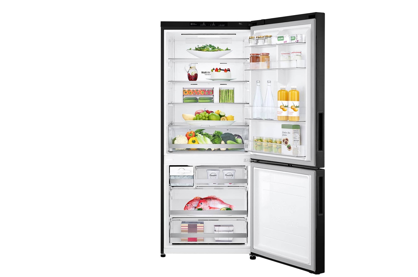 LG 421L Bottom Freezer Refrigerator with Smart Inverter Compressor™ in Matte Black, GB-B4215MC