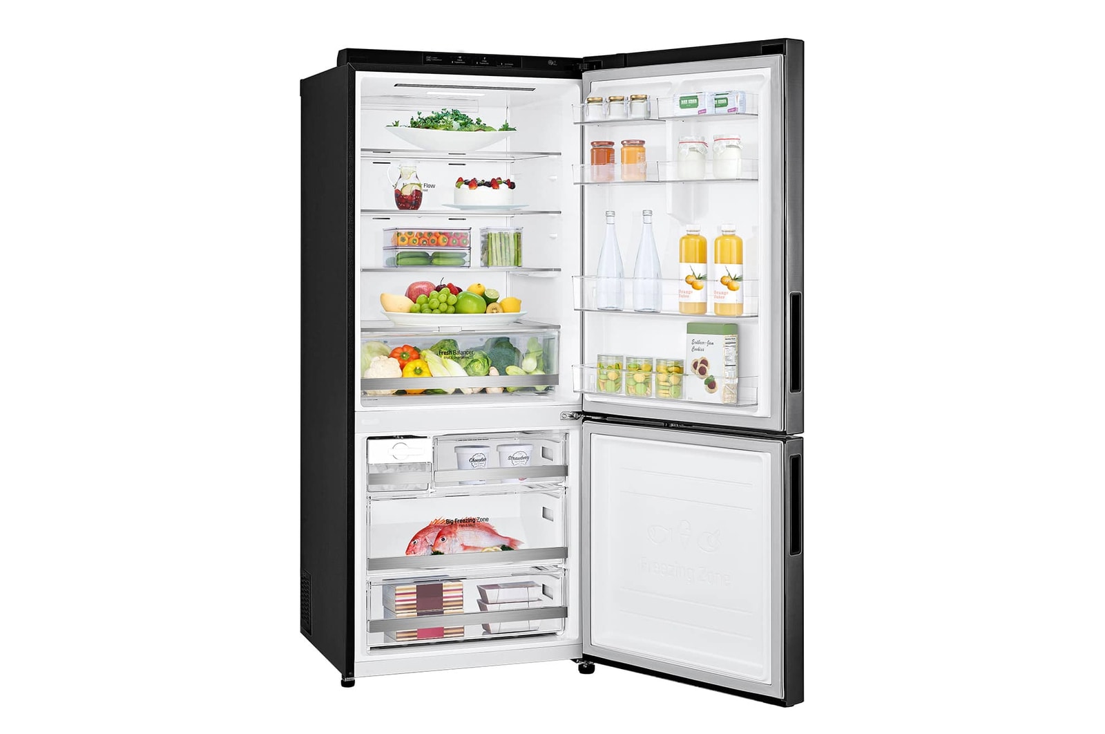 LG 421L Bottom Freezer Refrigerator with Smart Inverter Compressor™ in Matte Black, GB-B4215MC