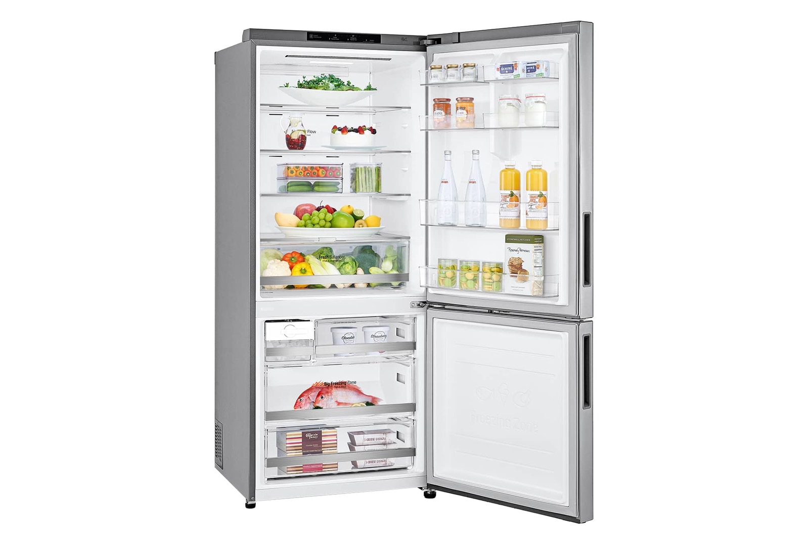 LG 421L Bottom Freezer Refrigerator with Smart Inverter Compressor™ in Prime Silver, GB-B4215PY