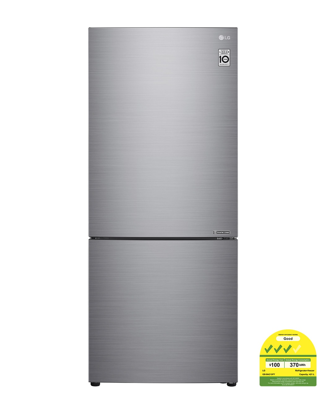 LG 421L Bottom Freezer Refrigerator in Prime Silver | LG SG