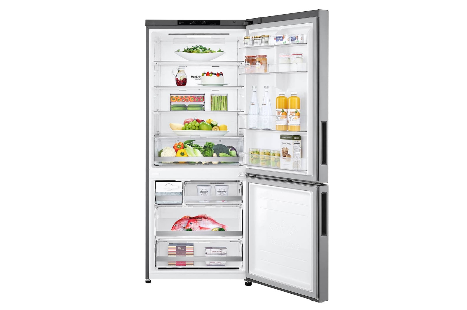 LG 421L Bottom Freezer Refrigerator with Smart Inverter Compressor™ in Prime Silver, GB-B4215PY