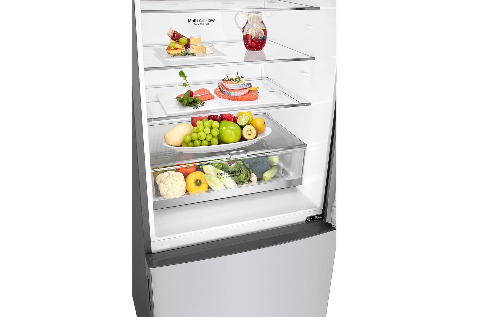 LG 421L Bottom Freezer Refrigerator with Smart Inverter Compressor™ in Prime Silver, GB-B4215PY