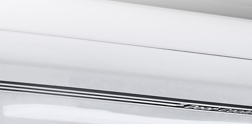 Close-up of soft LED lighting, effectively distributing light throughout the refrigerator and making it easy on the eyes.