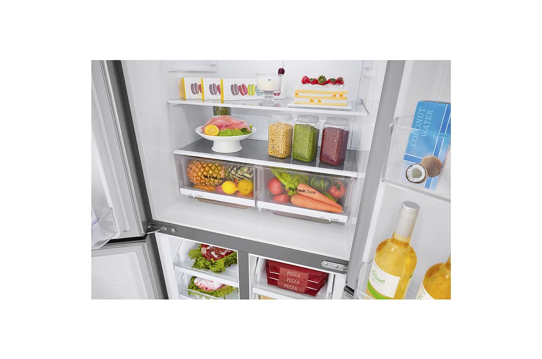 LG 464L Multi Door Refrigerator with Smart Inverter Compressor™ in Platinum Silver, GF-B4533PZ