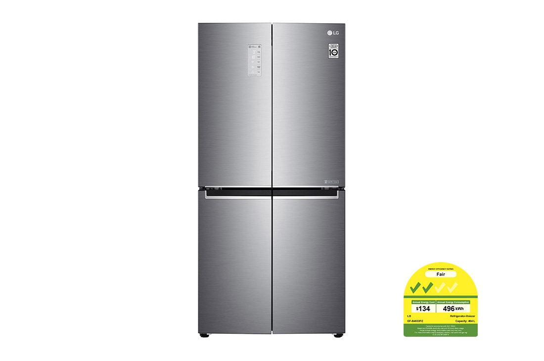 LG 464L Multi Door Refrigerator with Smart Inverter Compressor™ in Platinum Silver, GF-B4533PZ