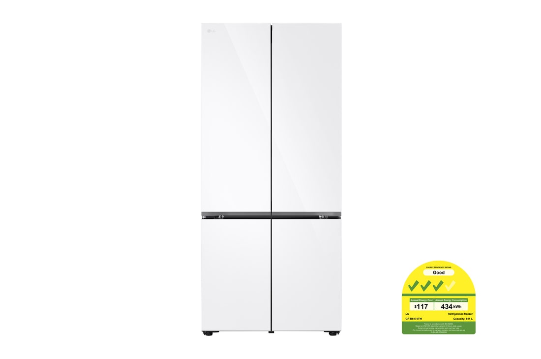 LG 611L Multi Door Refrigerator in White Glass Finish, GF-B6174TW