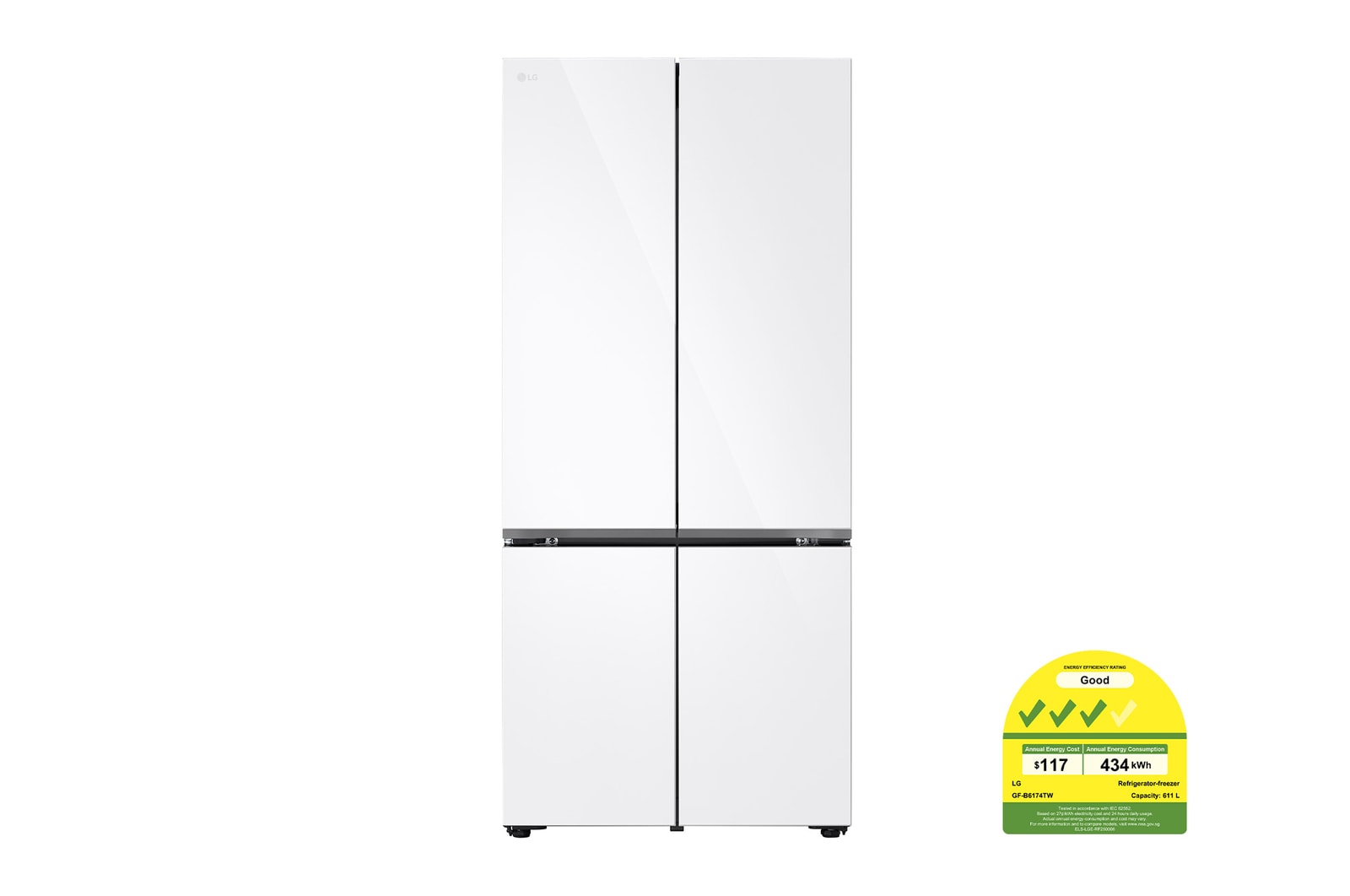 LG 611L Multi Door Refrigerator in White Glass Finish, GF-B6174TW