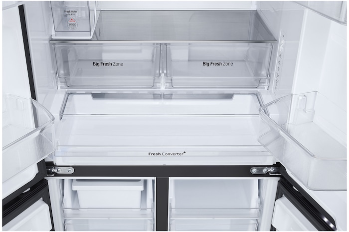 detailed view of the bottom drawer part of the fridge.