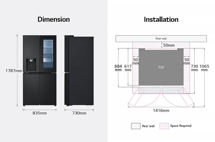 LG 508L InstaView® Refrigerator in Essence Matte Black, GF-G4534EP
