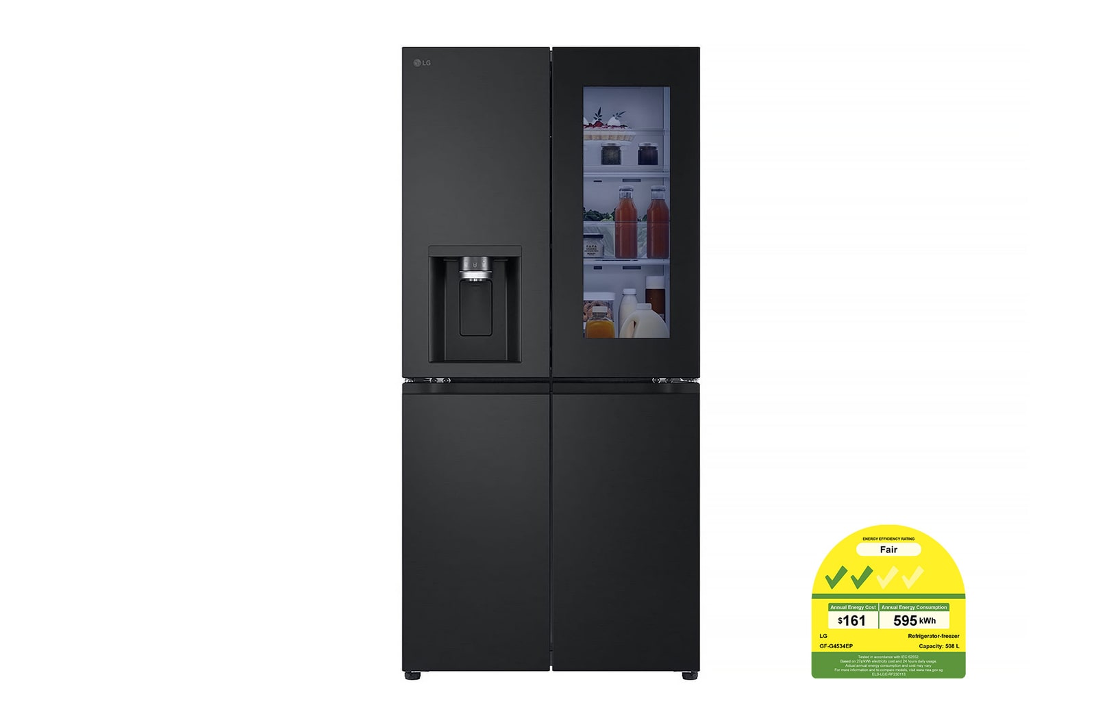 LG 508L InstaView® Refrigerator in Essence Matte Black, GF-G4534EP