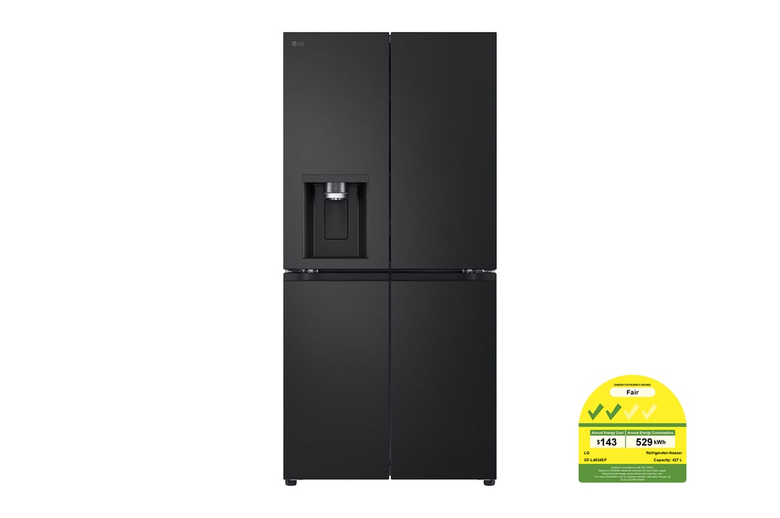LG 427L Multi Door Refrigerator with Smart Inverter Compressor™ in Essence Matte Black, GF-L4534EP
