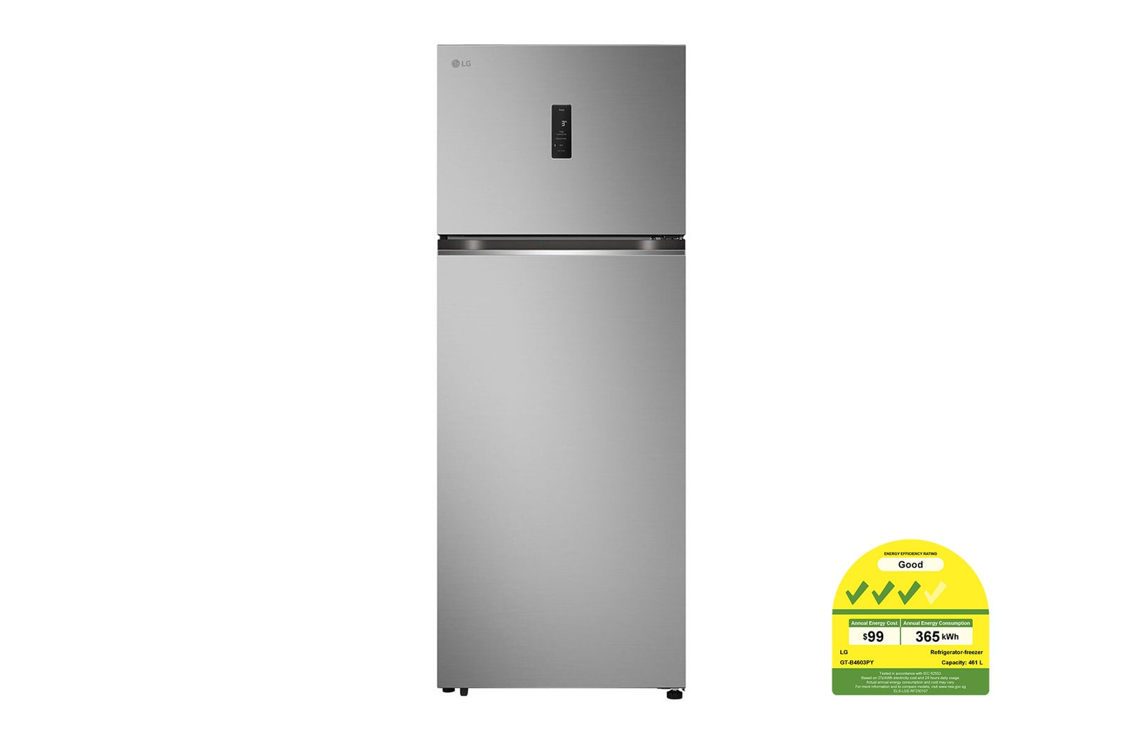 LG 461L Top Freezer Refrigerator with Smart Inverter Compressor™ in Prime Silver, GT-B4603PY