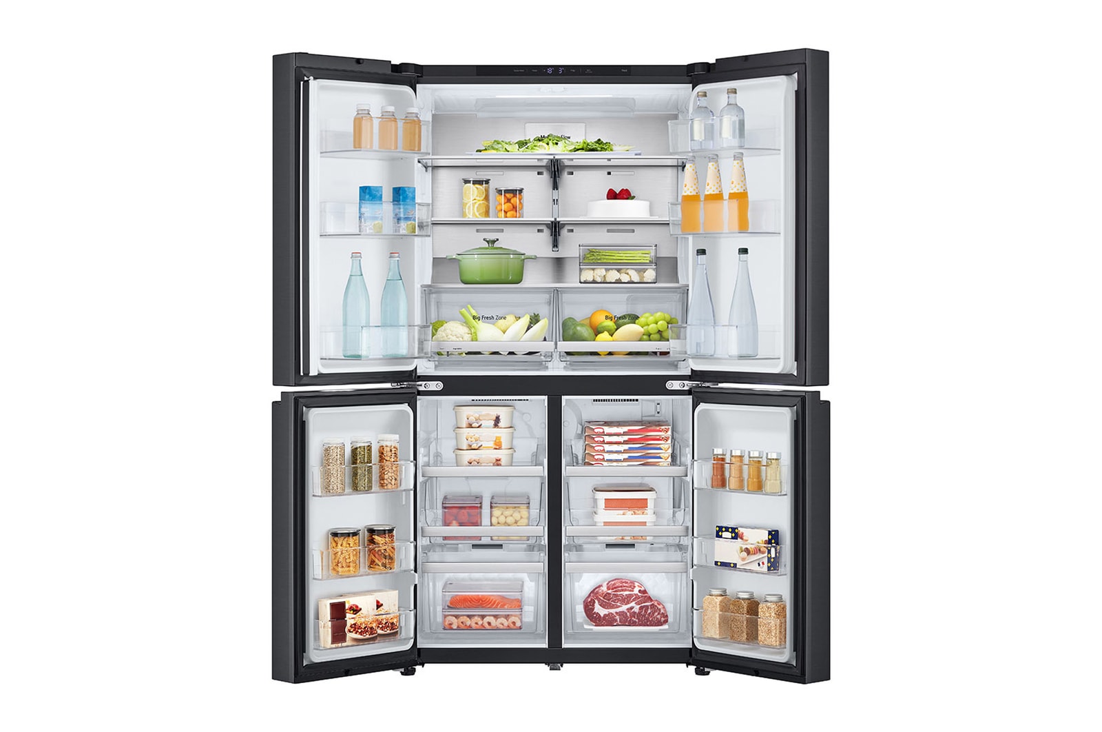 LG 601L Multi Door Refrigerator with Smart Inverter Compressor™ in Essence Black Steel, GF-B6014EV
