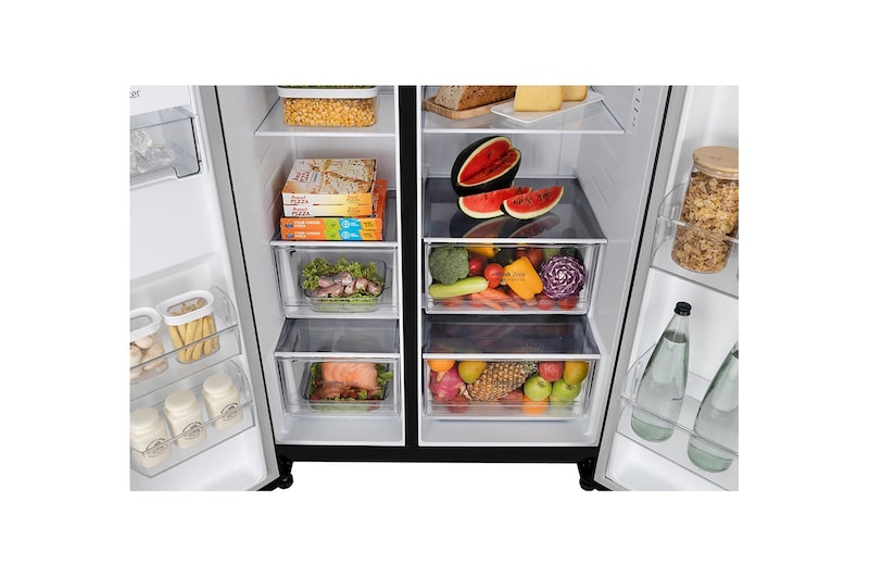 LG 647L Side-By-Side Fridge with Smart Inverter Compressor™ in Matte Black, GS-B6473MC