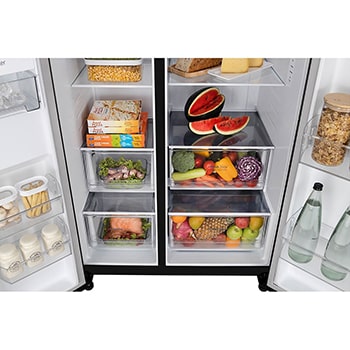 LG 647L Side-By-Side Fridge with Smart Inverter Compressor™ in Matte Black, GS-B6473MC