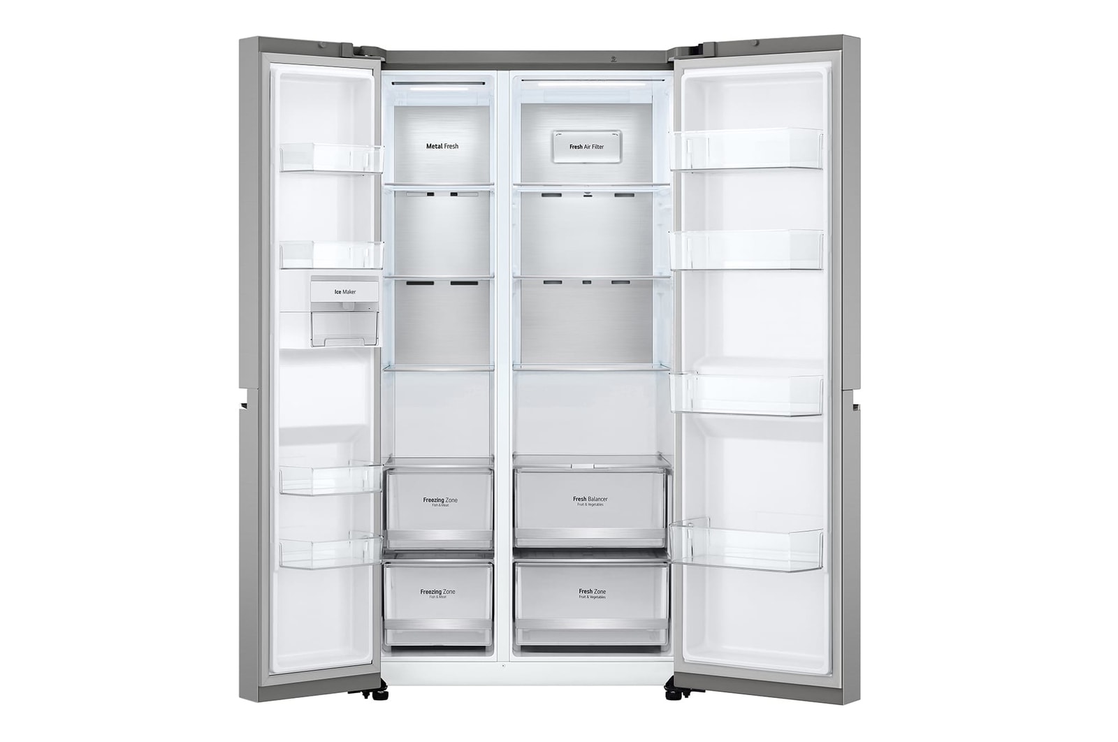 LG 647L Side by Side Refrigerator with Smart Inverter Compressor™ in Prime Silver, GS-B6473PY