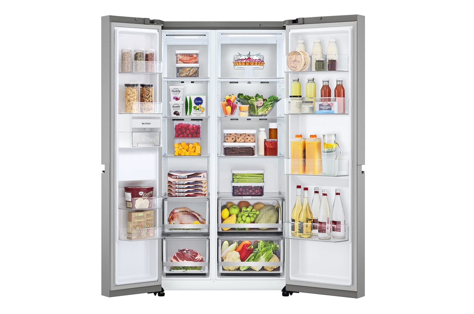LG 647L Side by Side Refrigerator with Smart Inverter Compressor™ in Prime Silver, GS-B6473PY