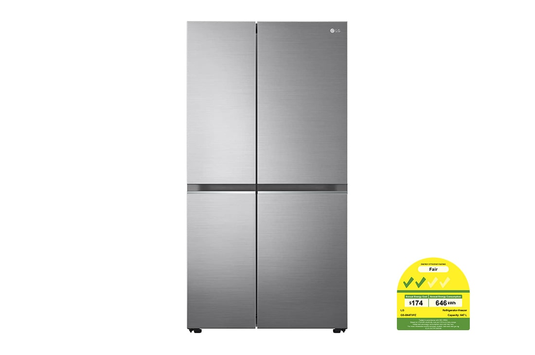 LG 647L side-by-side-fridge with Smart Inverter Compressor™ in Platinum Silver, GS-B6473PZ