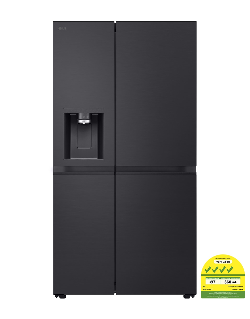 623L Side by Side Fridge in Essence Black Steel | LG Singapore