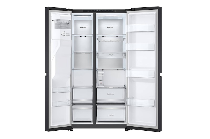 LG 623L Side by Side Fridge with Smart Inverter Compressor™ in Essence Black Steel, GS-L6104EV
