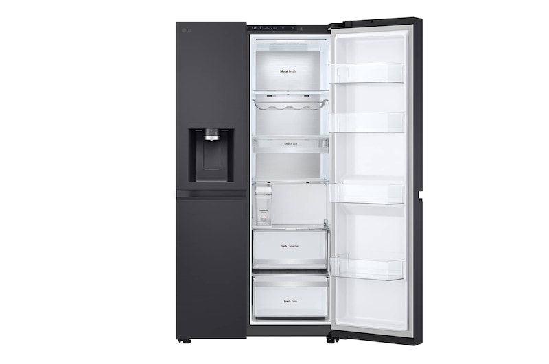 LG 623L Side by Side Fridge with Smart Inverter Compressor™ in Essence Black Steel, GS-L6104EV