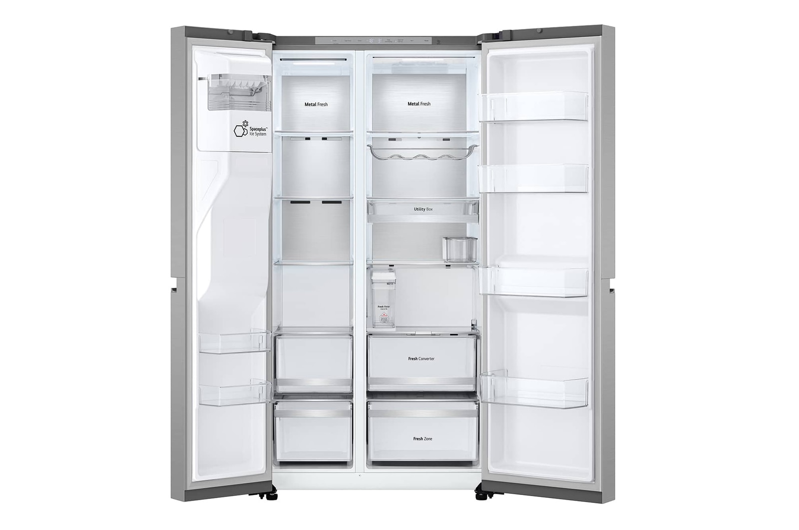 LG 628L Side by Side Fridge with Smart Inverter Compressor™ in Prime Silver, GS-L6104PY