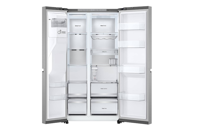 LG 628L Side by Side Fridge with Smart Inverter Compressor™ in Prime Silver, GS-L6104PY
