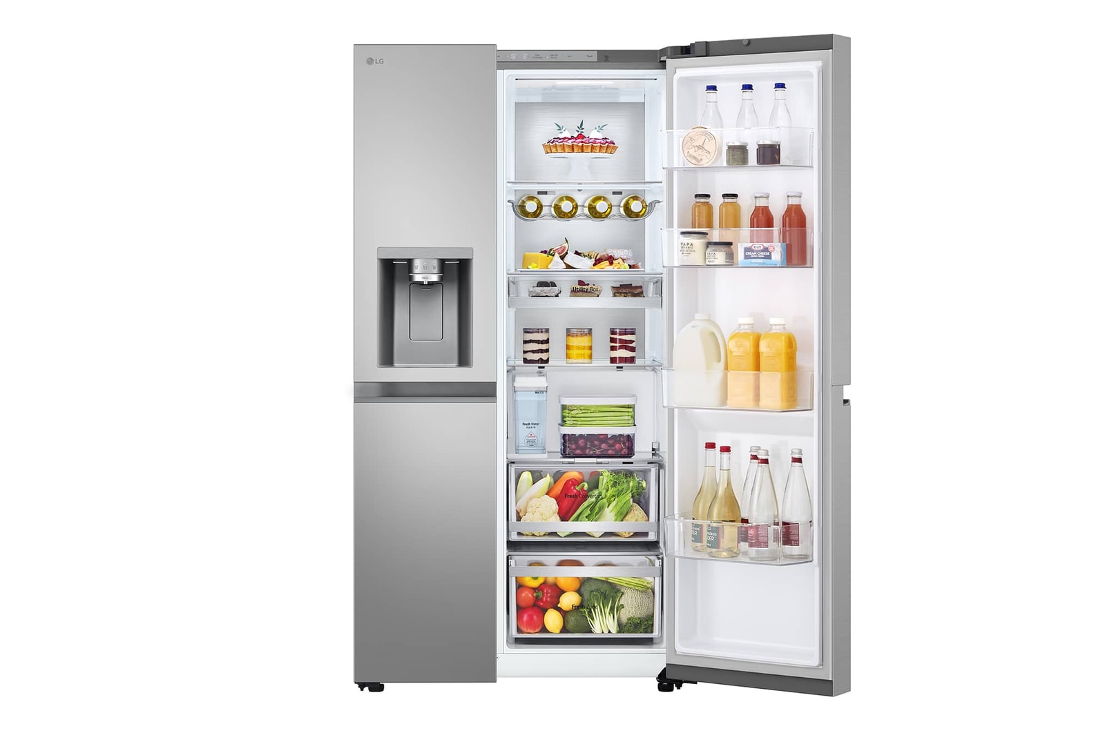 LG 628L Side by Side Fridge with Smart Inverter Compressor™ in Prime Silver, GS-L6104PY