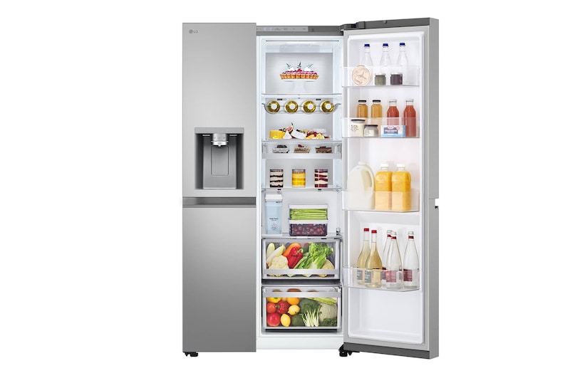 LG 628L Side by Side Fridge with Smart Inverter Compressor™ in Prime Silver, GS-L6104PY