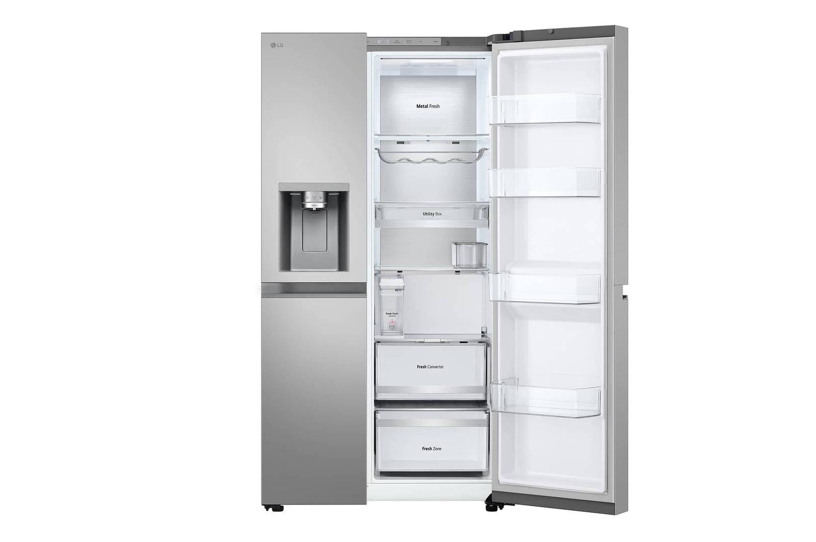LG 628L Side by Side Fridge with Smart Inverter Compressor™ in Prime Silver, GS-L6104PY