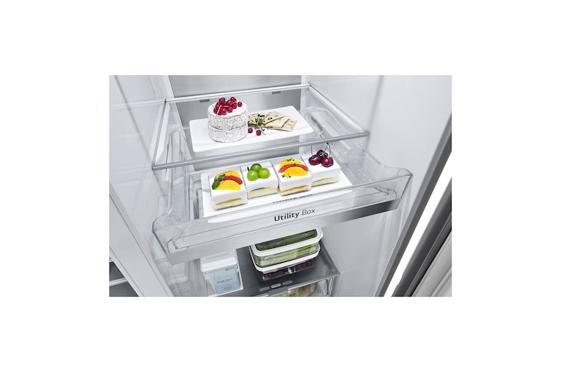 LG 628L Side by Side Fridge with Smart Inverter Compressor™ in Prime Silver, GS-L6104PY