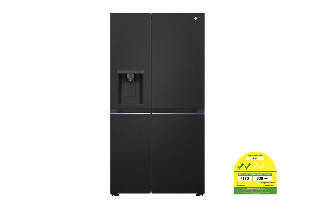 LG 617L side-by-side-fridge with Smart Inverter Compressor™ in Matt Black, GS-L6473EP