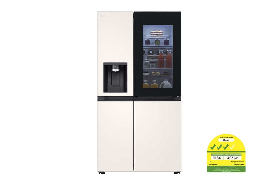 LG 628L InstaView® Door-in-Door® Side by Side Fridge in Beige, GS-X6104BE