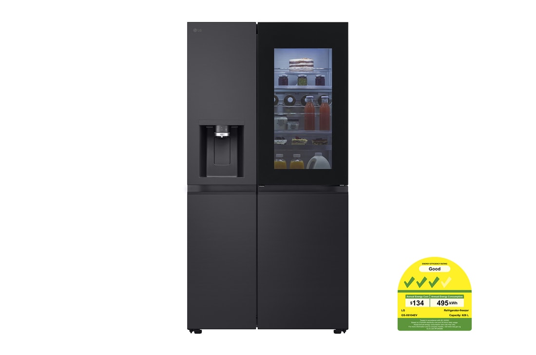 LG 628L InstaView® Door-in-Door® Side by Side Fridge in Essence Black Steel, GS-X6104EV