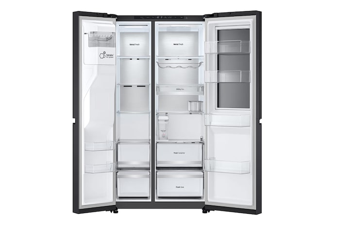 LG 628L InstaView® Door-in-Door® Side by Side Fridge in Essence Black Steel, GS-X6104EV
