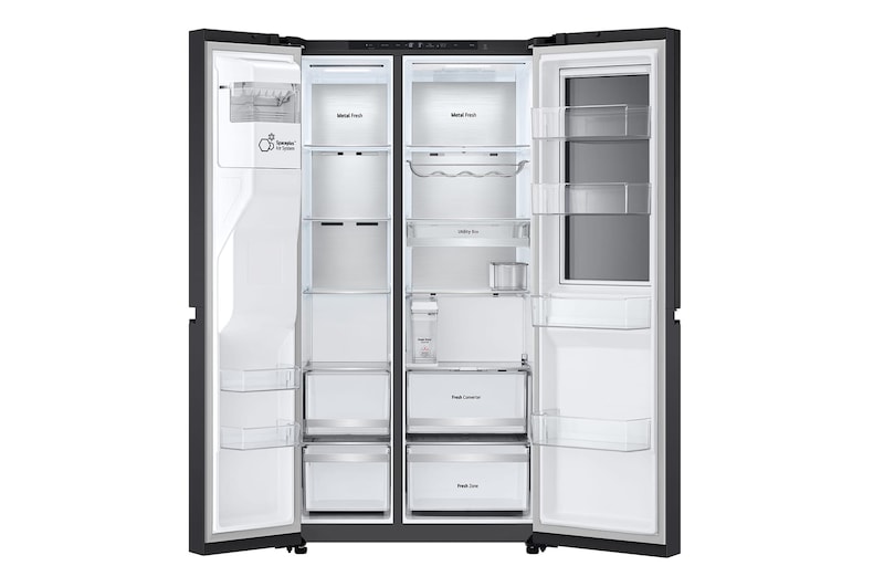 LG 628L InstaView® Door-in-Door® Side by Side Fridge in Essence Black Steel, GS-X6104EV