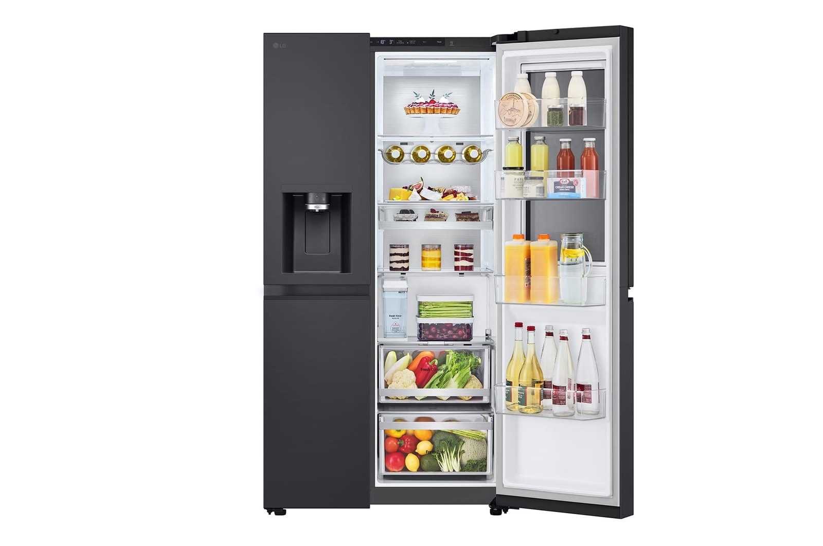 LG 628L InstaView® Door-in-Door® Side by Side Fridge in Essence Black Steel, GS-X6104EV