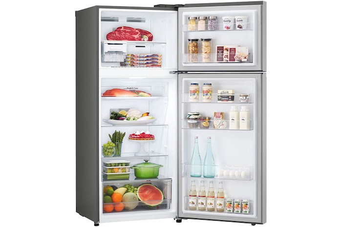 LG 375L Top Freezer Refrigerator with Smart Inverter Compressor™ in Platinum silver, GT-B3723PY
