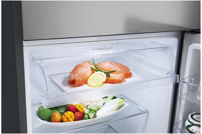 LG 375L Top Freezer Refrigerator with Smart Inverter Compressor™ in Platinum silver, GT-B3723PY