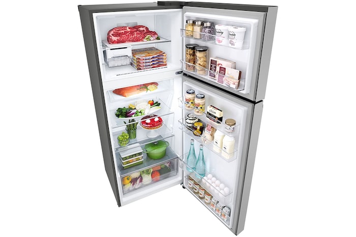 LG 375L Top Freezer Refrigerator with Smart Inverter Compressor™ in Platinum silver, GT-B3723PY