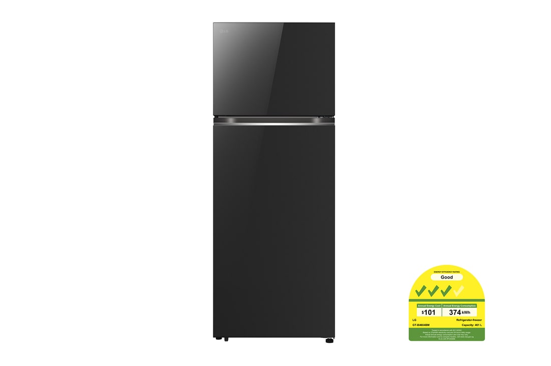 LG 461L Top Freezer Refrigerator in Black Glass, GT-B4604BM