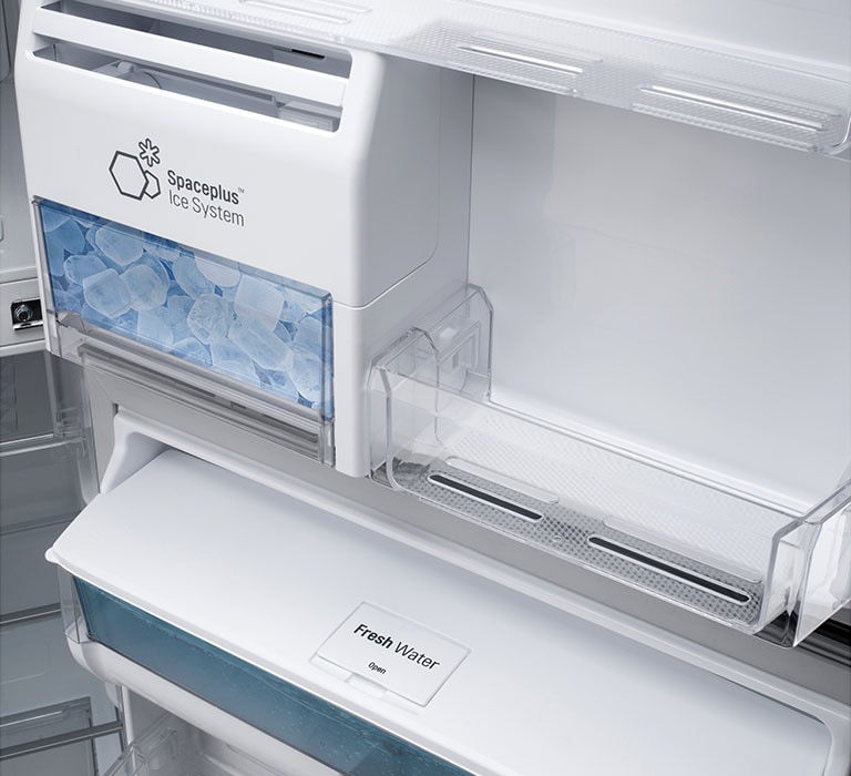 Moving Ice Maker can be easily detached, and more food can be stored instead.