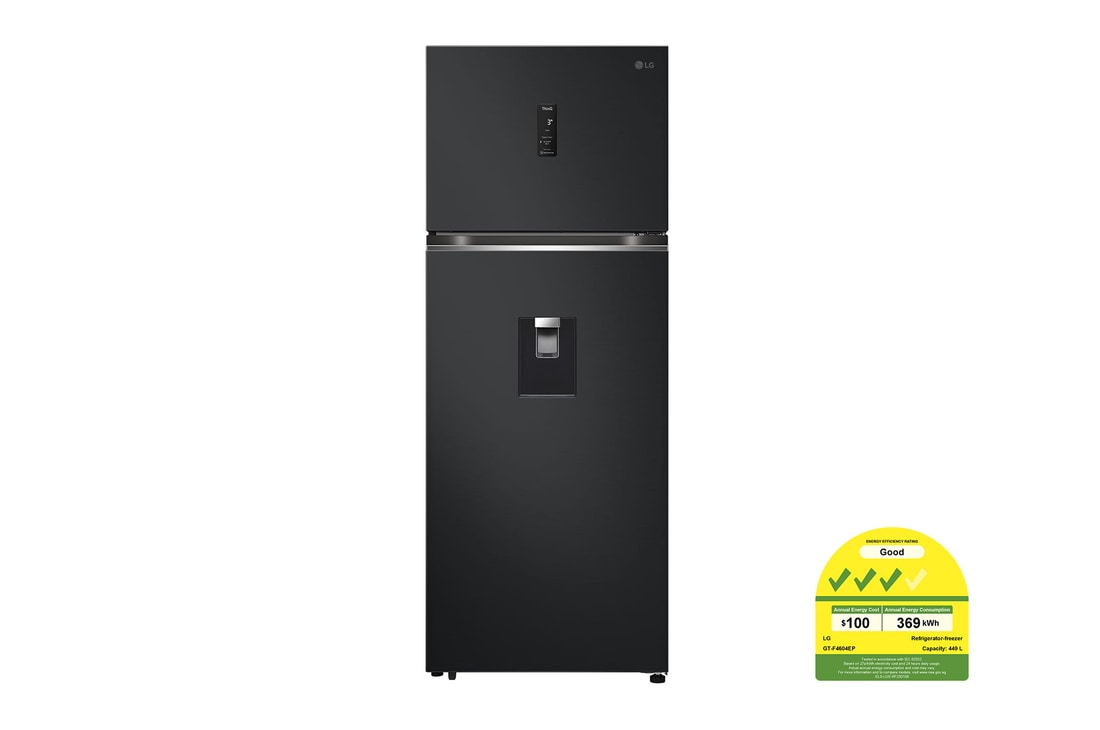 LG 449L Top Freezer Refrigerator with Smart Inverter Compressor™ in Essence Matte Black, GT-F4604EP
