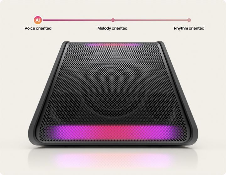 xboom Stage 301 is placed with its light on.	