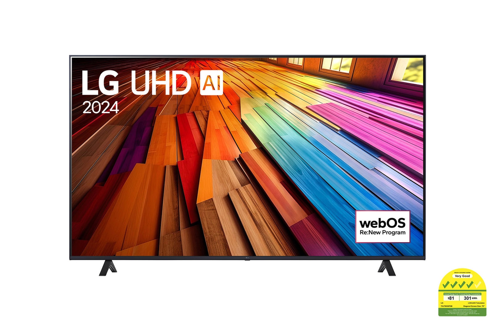 Front view of UT80 with LG UHD AI ThinQ, and 2024 on screen